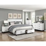 White nightstand with drawers – minimalist wooden bedside table with two storage drawers