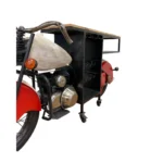 HMS Red and Black Metal and Wood Rolling Glider Bike Bar Cart with Wine Storage Home Bar Tools - Image 5