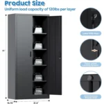 Assembly Required Black FCJ OfficeHome/Garage Storage Metal Garage Storage Cabinet Lock Steel Lockable File Cabinet 2 Doors