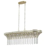 US Stock Free Shipping Dining Living Room 39.4 Inch Sand Gold Crystal Chandelier Oval Pendant Light with Adjustable Chain