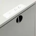 White 3-Drawer Nightstand with Charging Station – Modern Wooden Bedside Table – top view