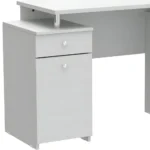 HMS 51 White Computer Desk Simple Modern Design with Five Drawers and Shelf Adjustable Office Desk Made of Wood and Metal