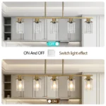 37" Modern Industrial 5-Light Chandelier with Clear Glass Shades, Golden Metal Frame Hanging Ceiling Light Fixture (No