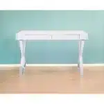 HMS 47" White and Silver Computer Desk with Two Drawers Writing Desk