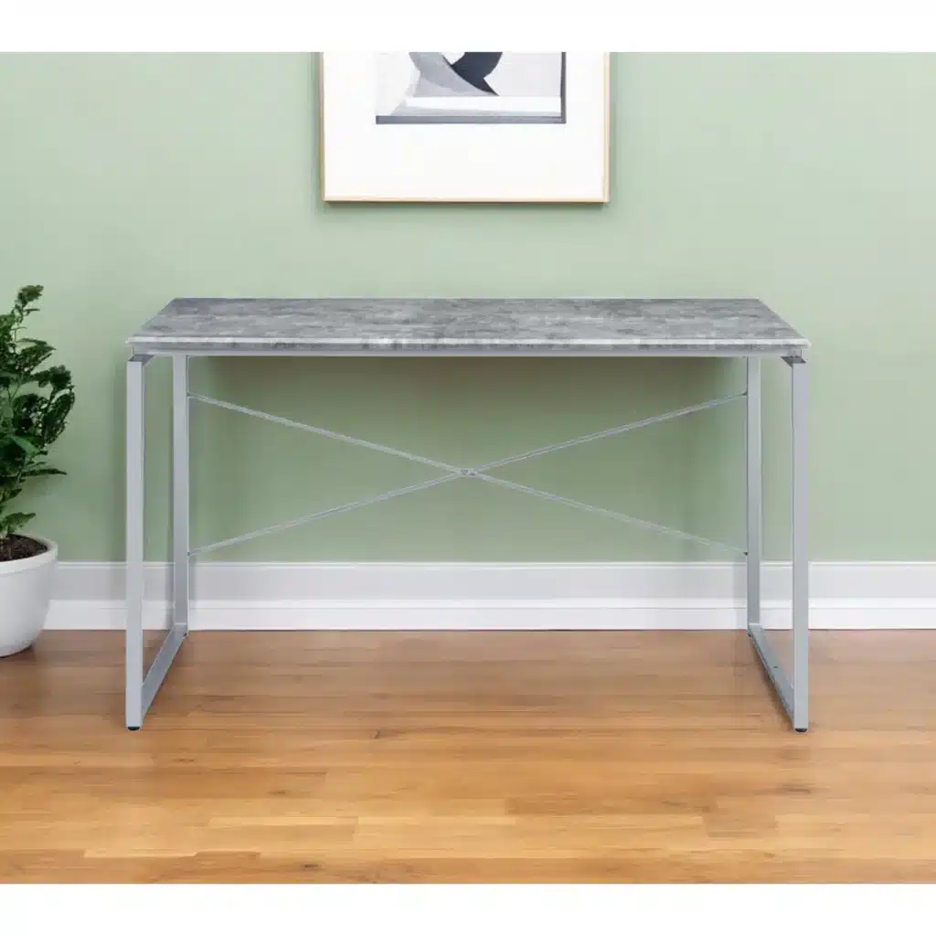 HMS 47" Gray and Black Writing Desk Elegant Computer Desk with Comfortable Size for Home or Office Use