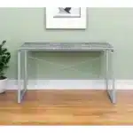 HMS 47" Gray and Black Writing Desk Elegant Computer Desk with Comfortable Size for Home or Office Use