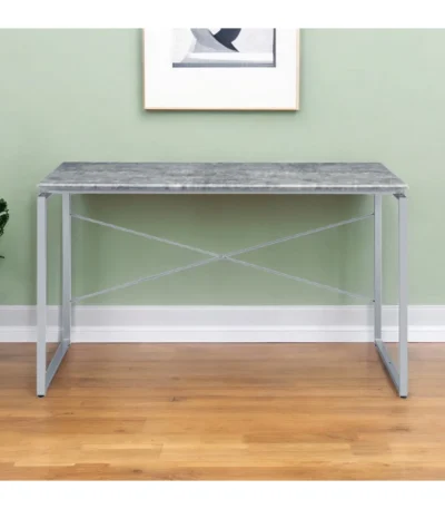 HMS 47" Gray and Black Writing Desk Elegant Computer Desk with Comfortable Size for Home or Office Use