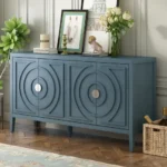 Modern Sideboard Door with Circular Groove Design Wood Door Handle for Living Room Dining Room - Image 7