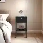 Wenge Nightstand with Drawer and Open Shelf – top view