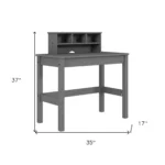 HMS 35 Gray Writing Desk Simple Design Foldable Portable Wooden Computer Table with Bookshelf Shelf for Home Office Hotel
