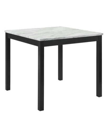 Modern Rectangular Solid Wood Dining Table with Marble Accents in black and gray