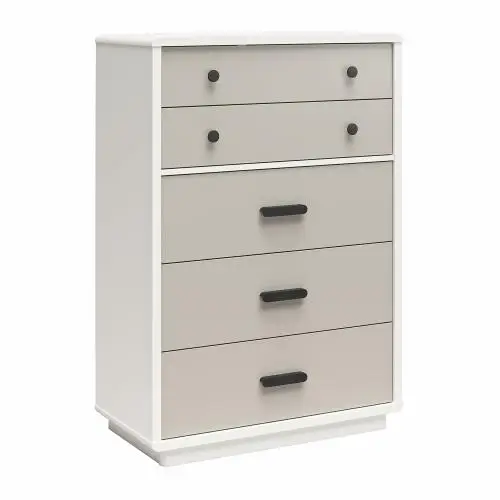 H6b0a0f0dccab492892d4eb0416d9e808Y.webp Modern adjustable height dresser with 5 drawers in white and gray high-gloss finish