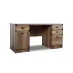 HMS 59 Oak Wood Pedestal Computer Desk with Four Drawers Solid Wood Adjustable for Office or Hotel Use – top view