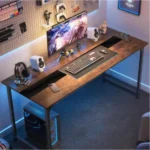 Modern Simple 79.5 Inch Large Office and Home Study Wooden Computer Desk with Metal Frame for Gaming and Writing-FCJ – side