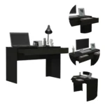HMS 47" Simple Design Black Computer Desk Two Drawers Portable PC Desk for Home Office Living Room Featuring Storage