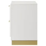 Sophia White 2-Drawer Nightstand with Gold Accents – base detail