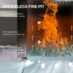Goldoma smokeless fire pit with BBQ grill grate, glowing fire and low smoke