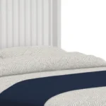 White ribbed solid wood California king bed frame from Goldoma with textured headboard and clean modern design