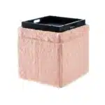 Goldoma 18" Blush Faux Fur Storage Ottoman – Foldable Foot Rest with Hidden Storage – close-up detail
