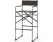 Modern bar stool leather in brown and black with metal rotating base and solid wood frame
