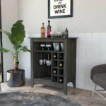 HMS Modern Industrial Espresso Bar Cart with Wine Storage Metal Steel Trolley for Dining Living Room Kitchen or Hotel Use - Image 5