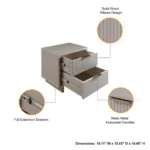 Modern light gray nightstand with two drawers in bedroom setting