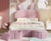 Goldoma full size velvet platform bed with storage and rabbit ear headboard in a cozy bedroom