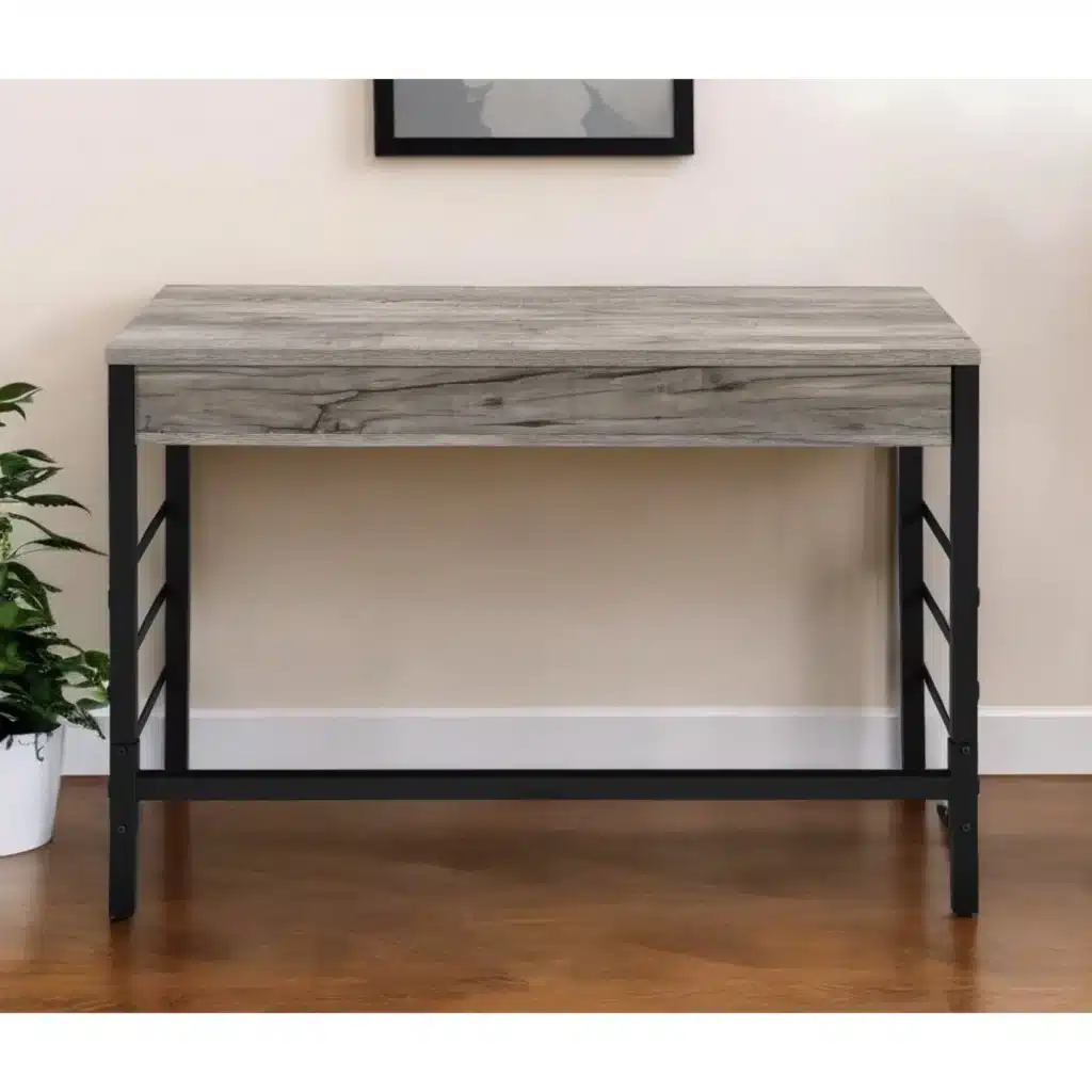 HMS 42" Brown and Black Luxury Modern Writing Desk with Two Drawers for Office or Bedroom General Use Computer Table for Home