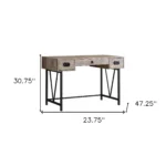 HMS 24" Taupe and Black Wooden Gaming Desk Computer & Laptop Table with Three Drawers Foldable & Storage Features