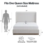Goldoma Queen Adjustable Wingback Bed with 53.1" High Headboard – base detail