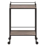HMS Gray and Black Steel Rolling Bar Cabinet Elegant and Durable Bar Cart - Image 2
