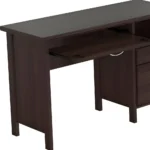 HMS Espresso 47" Computer Gaming Desk with Two Drawers Simple Design Wooden and Metal Table for Bedroom or Living Room Use