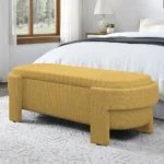 Goldoma linen storage bench in yellow with cushioned seat and hidden storage compartment