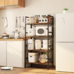 Folding Bookshelf,4 Tier Bookcase Foldable Shelf with X-Bracket Design, Adjustable Feet, Space Saving Storage – close-up
