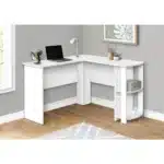 HMS 47" Foldable White Wood Corner Computer Desk Portable Laptop Table for Home Office & Living Room for Hotels