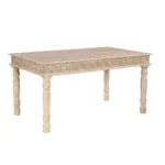 Goldoma 60 inch white solid wood dining table with distressed finish in a modern farmhouse dining room