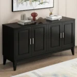 Modern 4-Door Sideboard Storage Cabinet with Adjustable Shelves Gantry Living Room Dining Room Two Large Cabinets Black FCJ