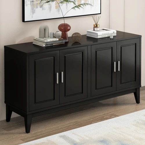 H6cd91e7419d9489ca971c17b5f9d6ba4o.webp Modern 4-Door Sideboard Storage Cabinet with Adjustable Shelves Gantry Living Room Dining Room Two Large Cabinets Black FCJ - Image 1