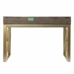HMS 45 Modern Office Desk with Two Drawers Gray and Gold Melamine Steel Writing Desk Furniture – top view