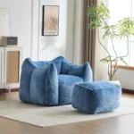 Best bean bag sofa with ottoman in ultra-soft faux fur modern round design