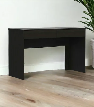 HMS 47" Simple Design Black Computer Desk Two Drawers Portable PC Desk for Home Office Living Room Featuring Storage Features