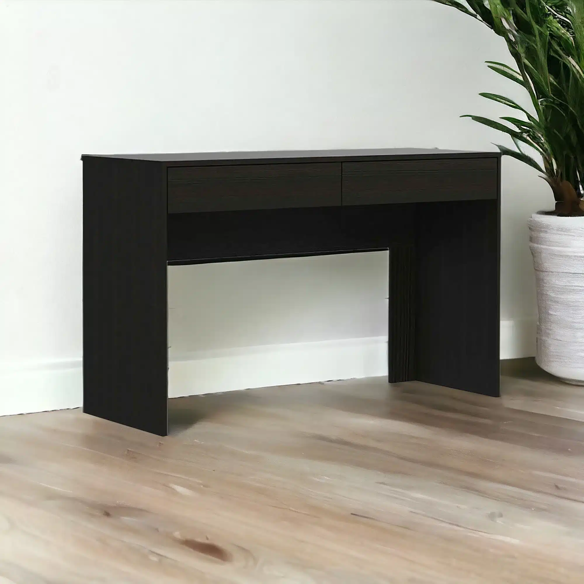 HMS 47" Simple Design Black Computer Desk Two Drawers Portable PC Desk for Home Office Living Room HMS 47" Simple Design Black Computer Desk Two Drawers Portable PC Desk for Home Office Living Room Featuring Storage Features
