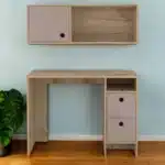 HMS 39" Taupe Extendable Computer Gaming Desk with Two Cabinets and Two Drawers Wooden Metal Material for Dining Application