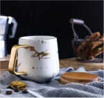 Coffee Mugs Marble Gold Inlay Mug Breakfast Mug Office Home Drinkware Milk Cup Dropshipping – top view