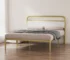 Goldoma Queen Platform Bed Frame with Upholstered Headboard - Beige and Gold