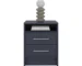 Navy blue two drawer nightstand with open shelf in modern bedroom