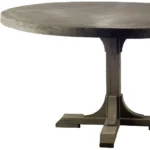54 inch round solid wood pedestal dining table in brown – Goldoma dining table for 4