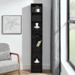 8-Tier Adjustable Media Tower Rack CD DVD Slim Storage Cabinet Tall Narrow Bookcase Display Bookshelf for Home Use