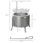 Goldoma smokeless fire pit with BBQ grill grate, glowing fire and low smoke