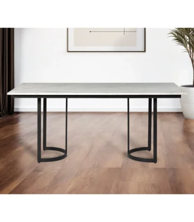 Goldoma 71-inch wooden dining table in white and black modern European design for kitchen or dining room